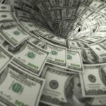 Exploring the Fallout of Biden’s $3 Billion Solar Gamble Hundred-dollar bills swirling into a financial vortex.