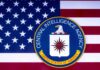 CIA logo over American flag background.