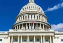 US Capitol building with American flag flying
