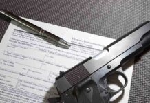 Gun pen and form on textured surface