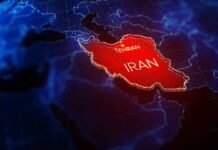 Map highlighting Iran with Tehran marked