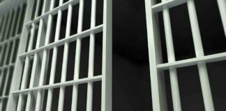 Close-up of prison cell bars