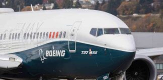 Boeing 737 MAX airplane on runway