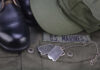US Marines uniform with boots and dog tags