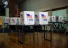 Voting booths set up in a room