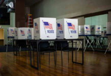 Voting booths set up in a room