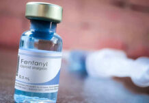 Fentanyl vial labeled as opioid analgesic.