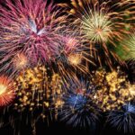 Colorful fireworks exploding in the night sky