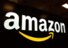 Amazon logo with yellow curved arrow underneath.