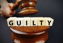 Insanity Defense REJECTED — Legal Shocker A gavel striking down next to wooden blocks spelling 'GUILTY'