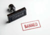 Banned stamp and rubber stamp on white background.