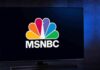 MSNBC logo displayed on a television screen
