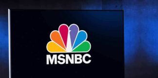 MSNBC logo displayed on a television screen
