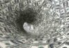 Taxpayer MILLIONS Vanish to THESE Islamic-Linked Groups A swirling tunnel made of dollar bills creating a vortex effect