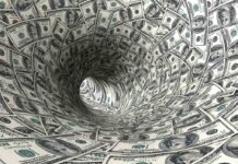 Taxpayer MILLIONS Vanish to THESE Islamic-Linked Groups A swirling tunnel made of dollar bills creating a vortex effect