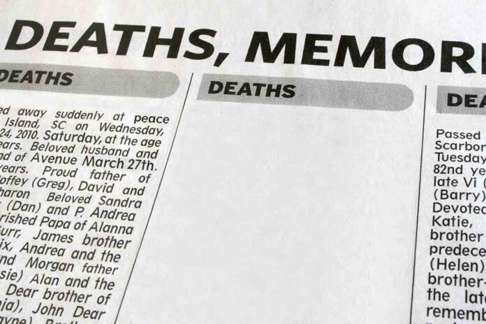 shutterstock_49720510.jpg Newspaper page featuring death announcements and obituaries