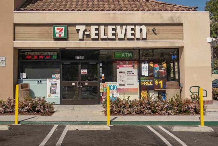 shutterstock_1386633638.jpg Exterior view of a 7-Eleven convenience store with an ATM