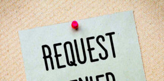 Note with request denied message pinned up