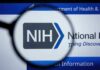 NIH logo viewed through a magnifying glass on a digital screen
