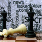 Delta Force LEAKER Caught – FBI Strikes HARD! Chess pieces with secretive background text pattern