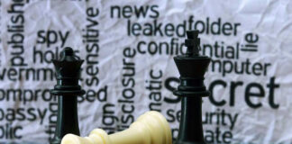 Chess pieces with secretive background text pattern