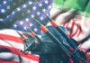 TRUMP DARES Tehran: Open Hormuz Or Else Missiles in front of American and Iranian flags.
