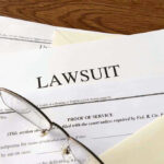 Abrams-Linked Nonprofit Scandal EXPLODES! Documents labeled Lawsuit with glasses on top.