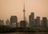 LIVE: View of downtown Toronto as wildfire smoke blankets city