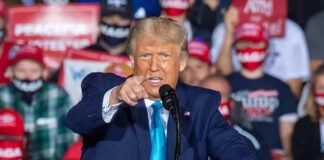 speaker pointing during a rally