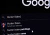 computer screen showing a search engine query with suggestions