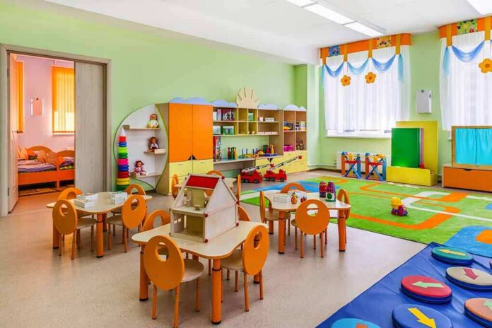 shutterstock_301042739 Preschool classroom with colorful furniture and toys