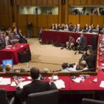 Patrick Leahy and Samuel Alito at a Senate hearing with committee and press present