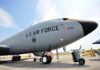U.S. Air Force tanker aircraft on display at an airfield