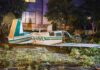 small airplane crash in residential area at night