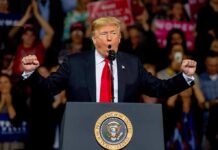 Trump’s Explosive CHARGE Against Michigan Democrat Donald Trump speaking at a rally podium with arms raised