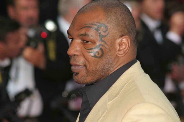 Mike Tyson in profile at an event